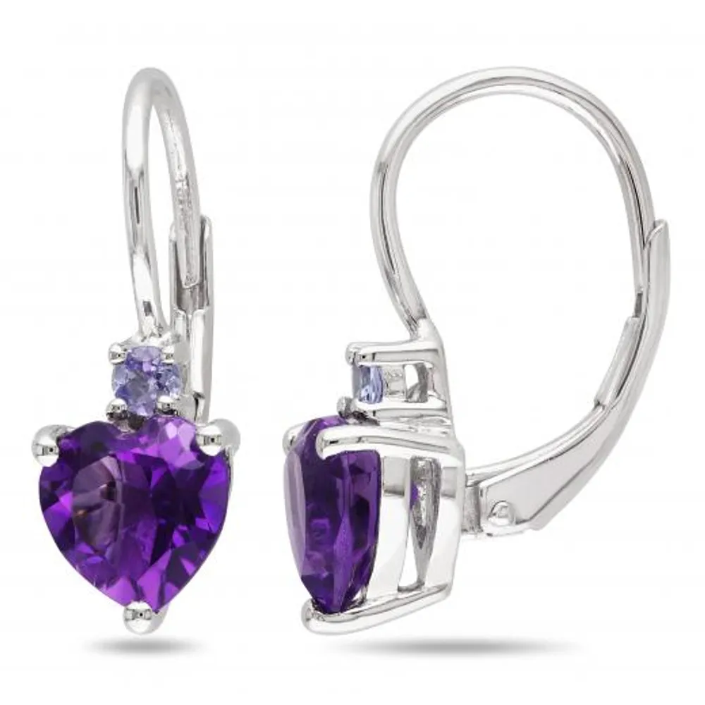 Julianna B Sterling Silver Amethyst & Tanzanite Leverback Earrings