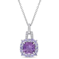 Julianna B Sterling Silver Amethyst Tanzanite & 0.06CTW Diamond Pendant