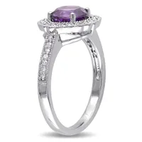 Julianna B Sterling Silver Amethyst & 0.12CT Diamond Fashion Ring