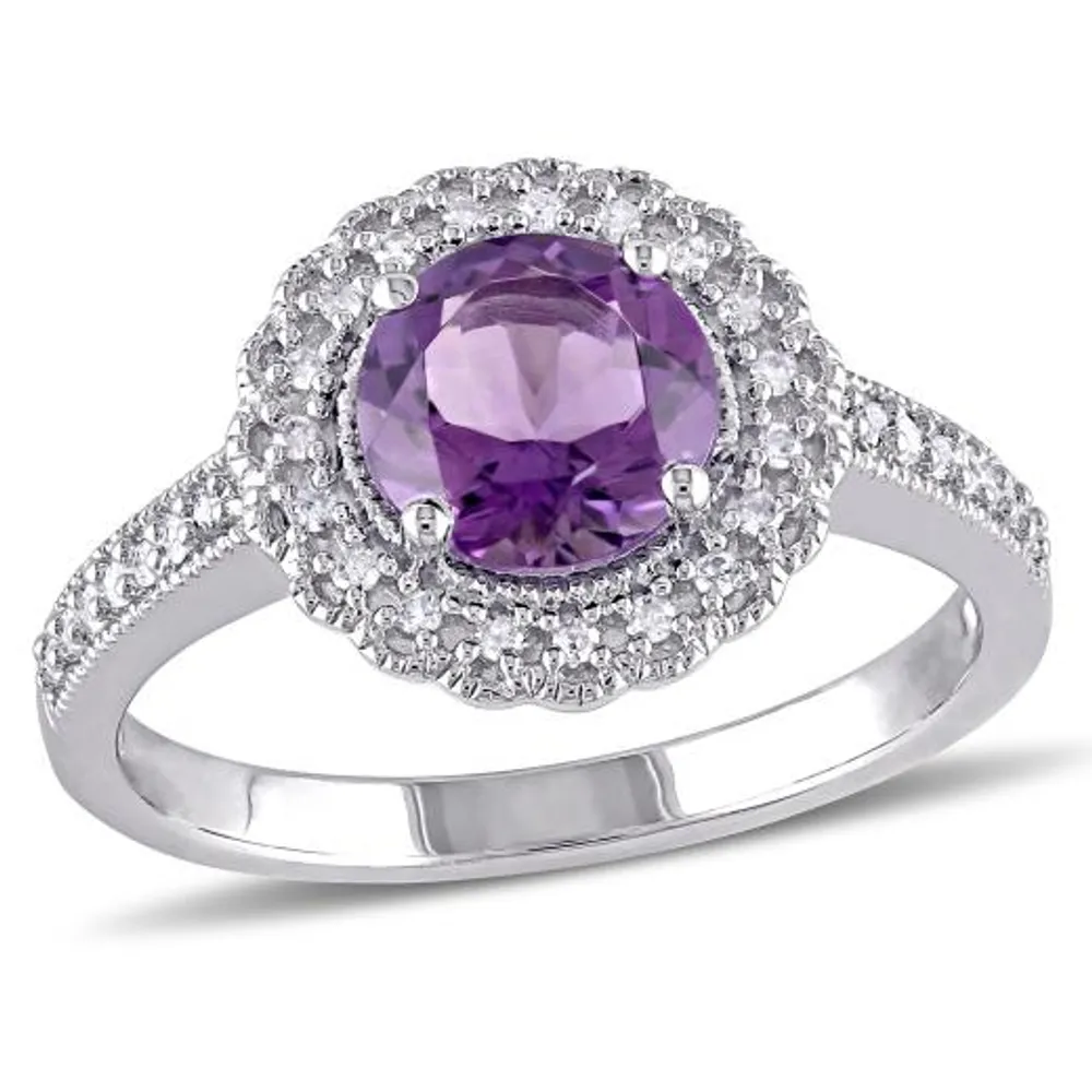 Julianna B Sterling Silver Amethyst & 0.14CTW Diamond Fashion Ring