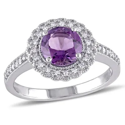 Julianna B Sterling Silver Amethyst & 0.12CT Diamond Fashion Ring