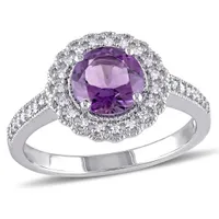 Julianna B Sterling Silver Amethyst & 0.12CT Diamond Fashion Ring