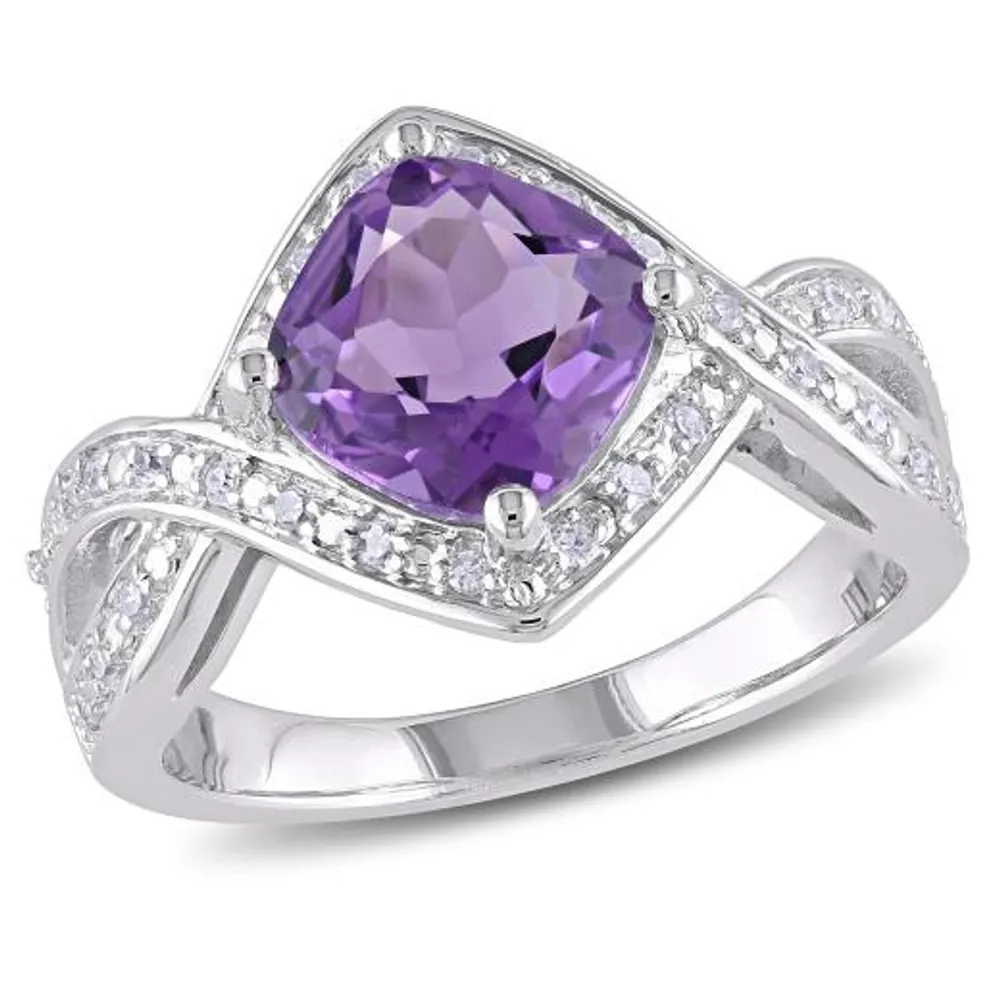 Julianna B Sterling Silver Amethyst & 0.16CT Diamond Fashion Ring