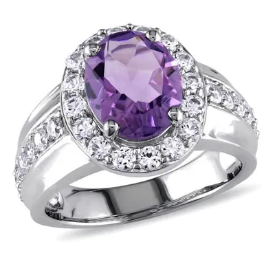 Julianna B Sterling Silver Amethyst & Created White Sapphire Fashion Ring