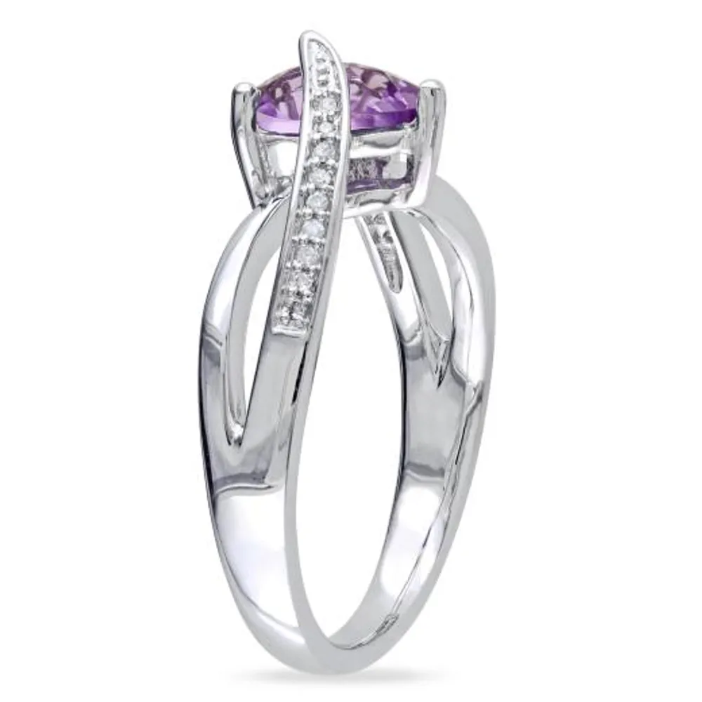 Julianna B Sterling Silver Amethyst & 0.05CTW Diamond Fashion Ring