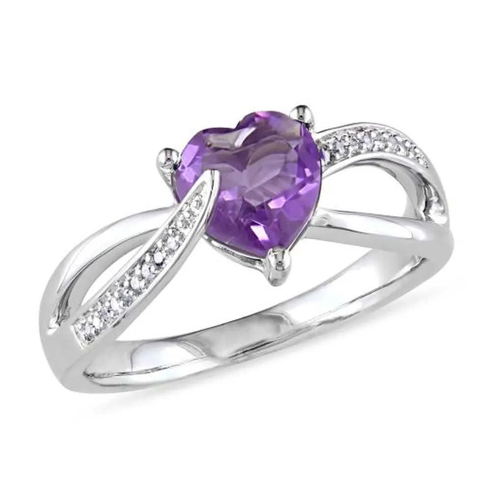 Julianna B Sterling Silver Amethyst & 0.05CTW Diamond Fashion Ring