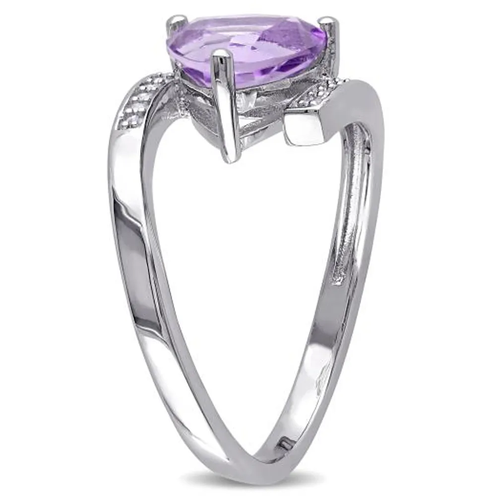 Julianna B Sterling Silver Amethyst & 0.06CT Diamond Fashion Ring