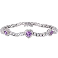 Julianna B Sterling Silver Amethyst & Created White Sapphire Bracelet