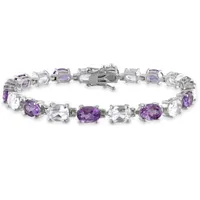 Julianna B Sterling Silver Amethyst & Created White Sapphire Bracelet