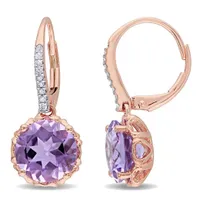 Julianna B 10K Rose Gold Amethyst & Diamond Leverback Earrings