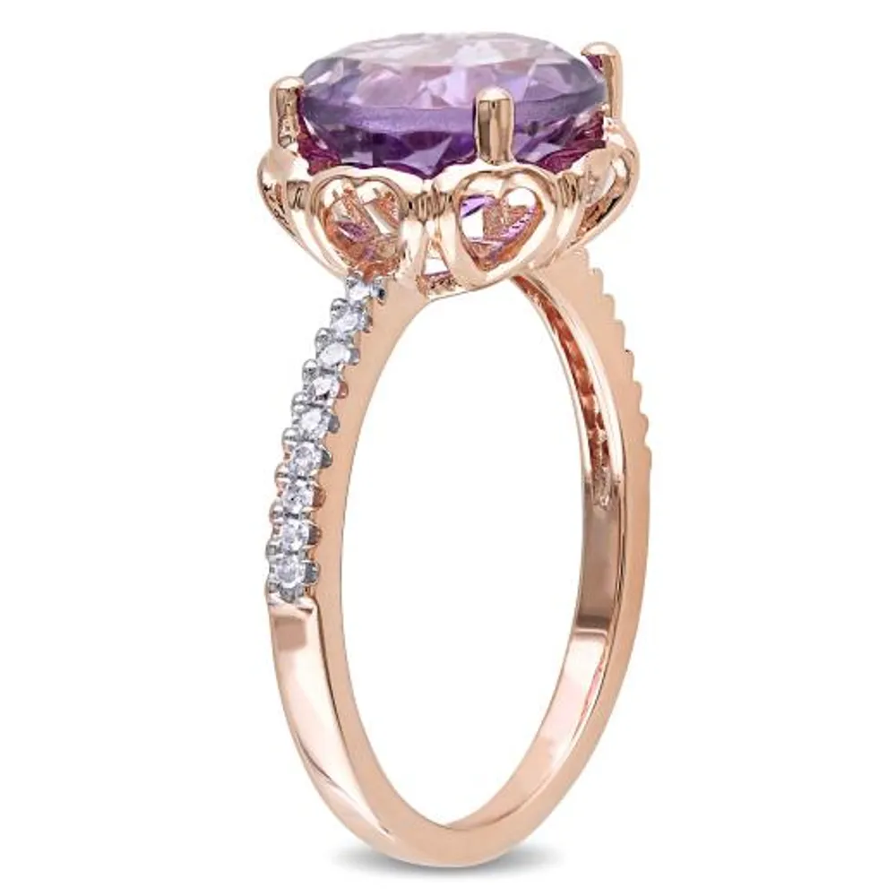 Julianna B 10K Rose Gold Amethyst & 0.10CTW Diamond Fashion Ring