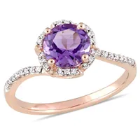 Julianna B 14K Rose Gold 0.10CT Diamond & Amethyst Fashion Ring