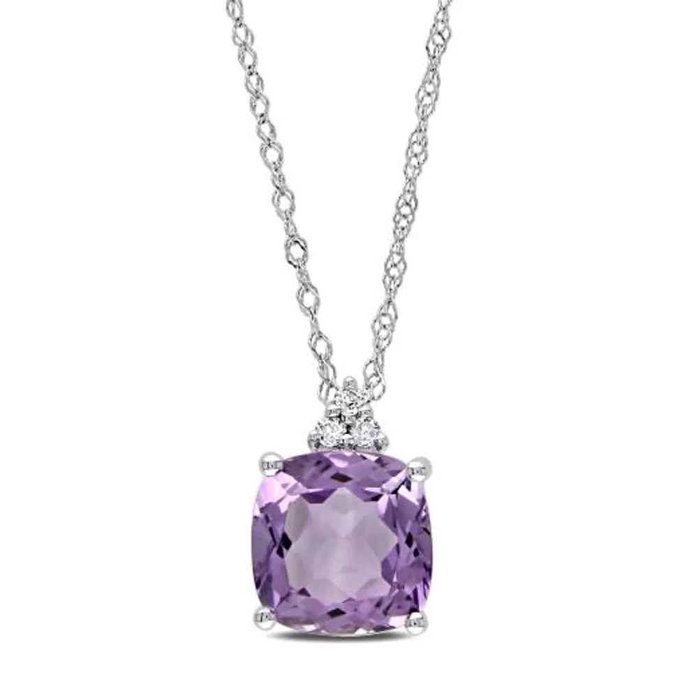 Julianna B 10K White Gold Amethyst & Diamond Fashion Pendant