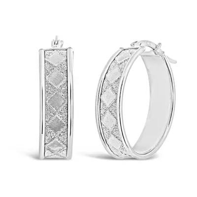 Sterling Silver Wide Glitter Hoops