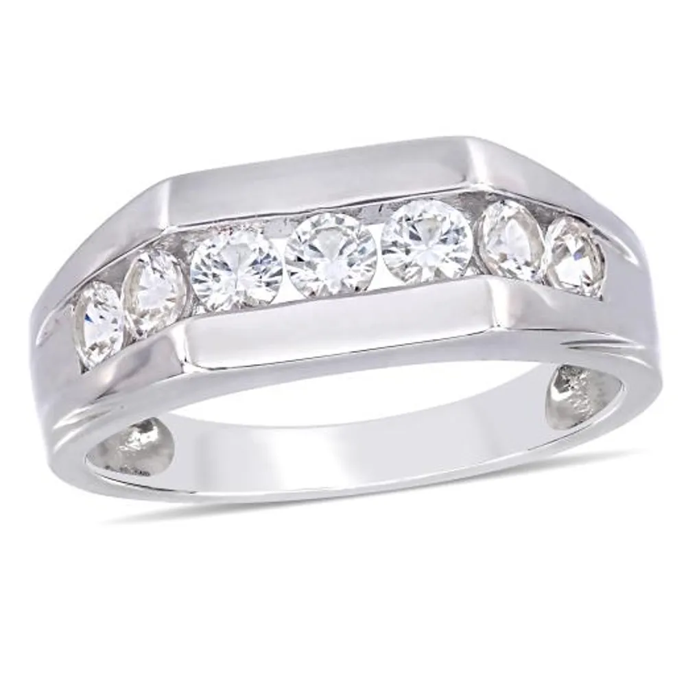 Julianna B Sterling Silver Created White Sapphire Men's Ring