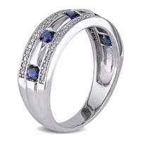 Julianna B 10K White Gold 0.25CTW Diamond & Sapphire Anniversary Band