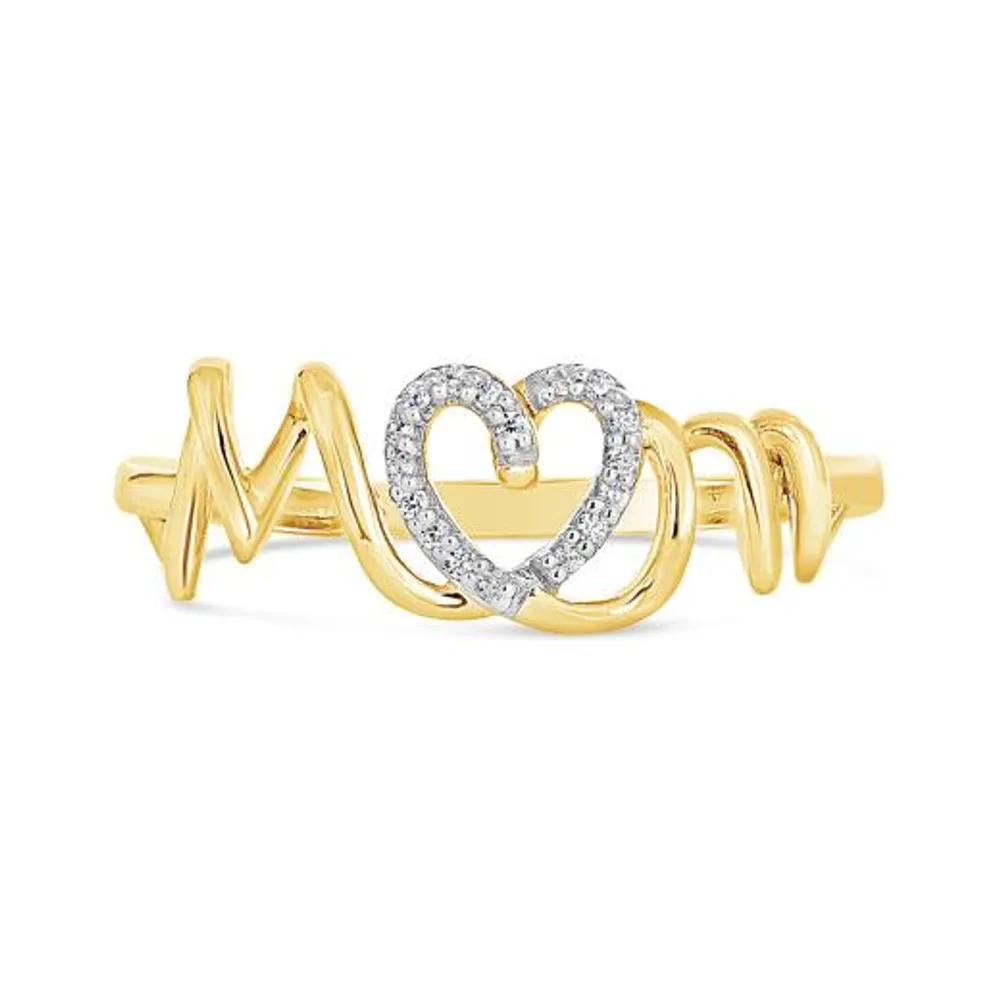 10K Yellow Gold Diamond Mom Ring