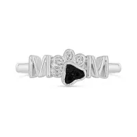 Sterling Silver Treated Black Diamond Mom Pet Ring