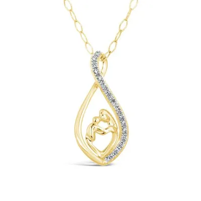 10K Yellow Gold Mother Child Diamond Infinity Necklace