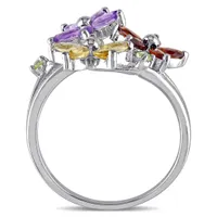 Julianna B Sterling Silver Amethyst Garnet & Citrine Floral Ring