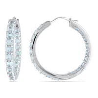 Julianna B Sterling Silver Aquamarine Inside Outside Hoop Earrings