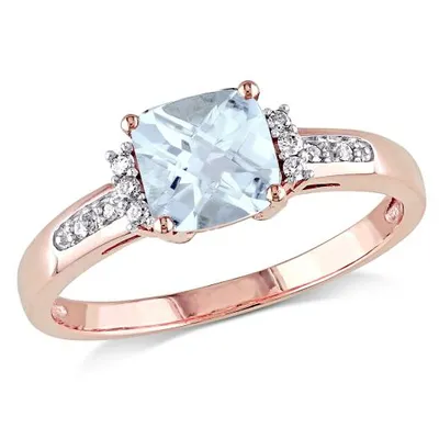 Julianna B 10K Rose Gold Aquamarine & 0.05CT Diamond Fashion Ring