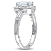 Julianna B Sterling Silver Aquamarine & 0.06CT Diamond Fashion Ring