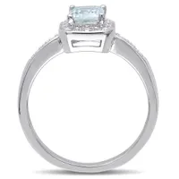 Julianna B Sterling Silver Aquamarine & 0.06CT Diamond Fashion Ring