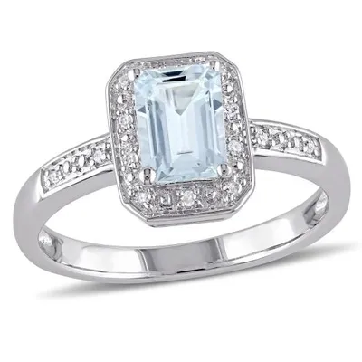 Julianna B Sterling Silver Aquamarine & 0.06CT Diamond Fashion Ring