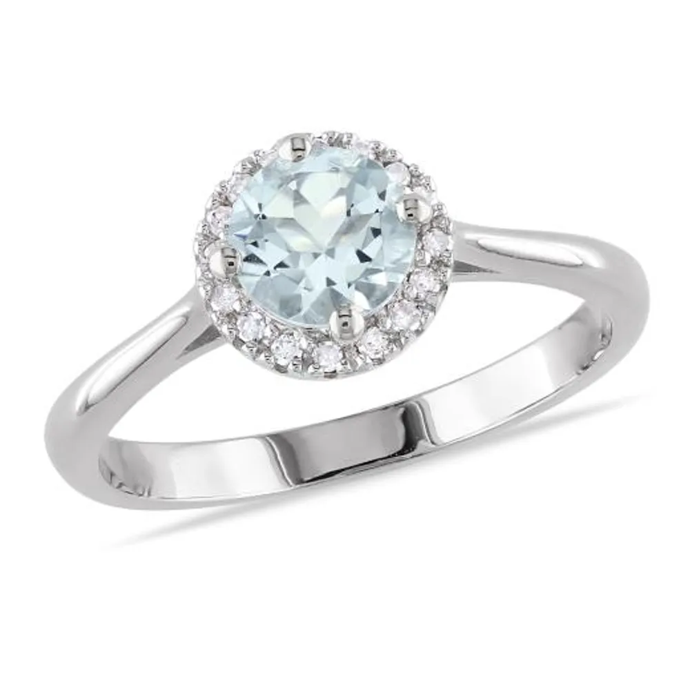 Julianna B Sterling Silver Aquamarine & 0.10CT Diamond Fashion Ring
