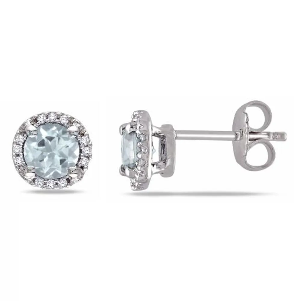 Julianna B Sterling Silver Aquamarine & Diamond Earrings