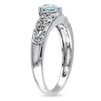 Julianna B Sterling Silver Aquamarine & 0.05CT Diamond Heart Ring