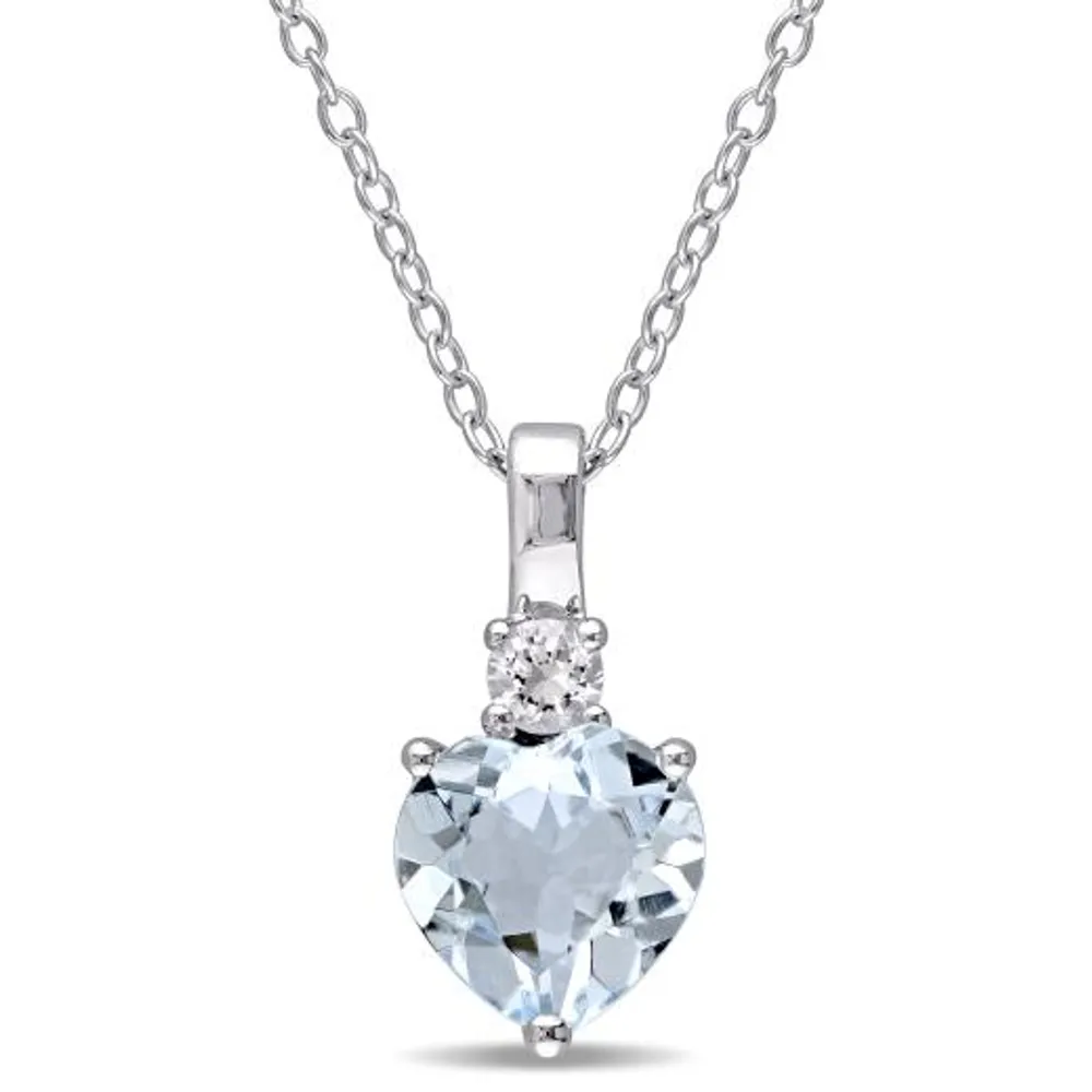 Julianna B Sterling Silver Aquamarine & Created White Sapphire Pendant