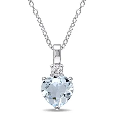 Julianna B Sterling Silver Aquamarine & Created White Sapphire Pendant