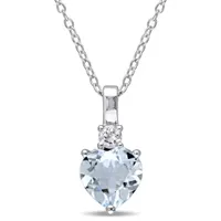 Julianna B Sterling Silver Aquamarine & Created White Sapphire Pendant