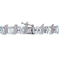 Julianna B Sterling Silver Aquamarine & Diamond Bracelet