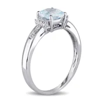 Julianna B 10K White Gold Aquamarine & 0.05CT Diamond Fashion Ring