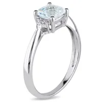 Julianna B 10K White Gold Aquamarine & 0.024CT Diamond Fashion Ring