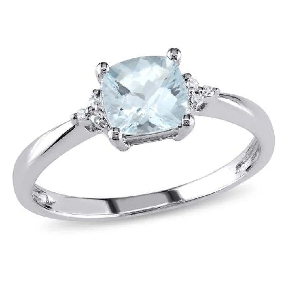 Julianna B 10K White Gold Aquamarine & 0.024CT Diamond Fashion Ring