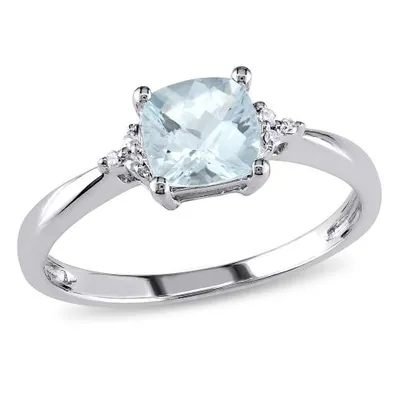 Julianna B 10K White Gold Aquamarine & 0.024CT Diamond Fashion Ring