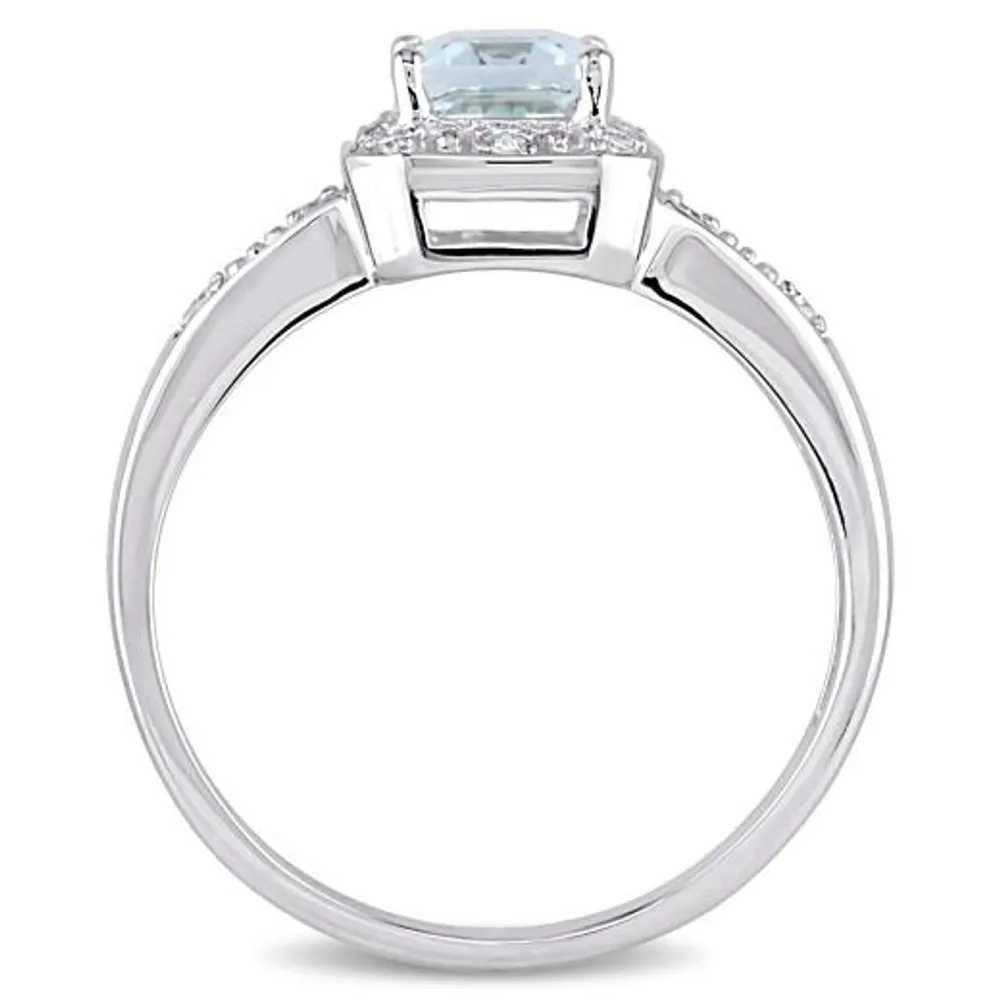 Julianna B 10K White Gold Aquamarine & 0.06CTW Diamond Fashion Ring