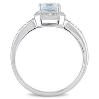 Julianna B 10K White Gold Aquamarine & 0.06CT Diamond Fashion Ring