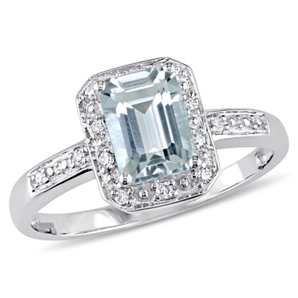 Julianna B 10K White Gold Aquamarine & 0.06CT Diamond Fashion Ring