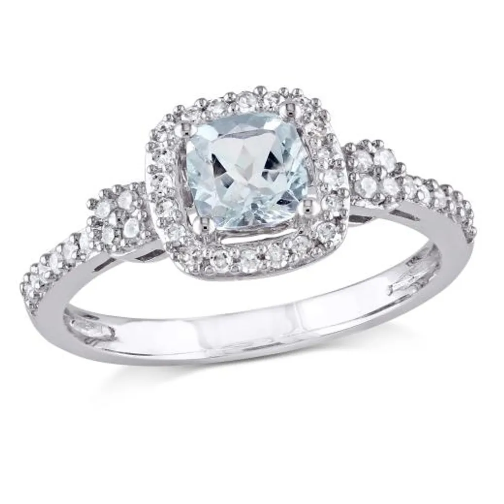 Julianna B 10K White Gold Aquamarine & 0.16CT Diamond Fashion Ring