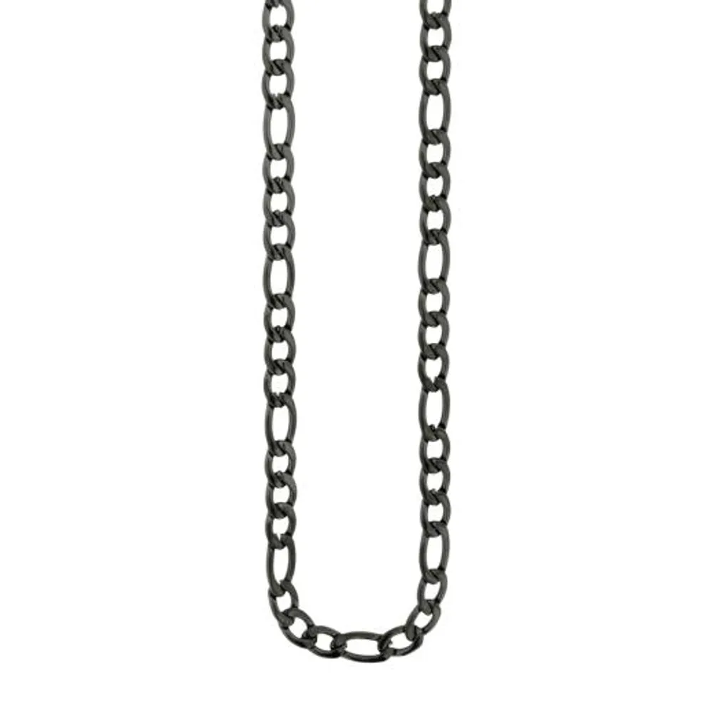 SteelX Stainless Steel 20" Black Figaro Chain