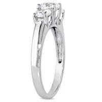 Julianna B 10K White Gold Created White Sapphire Three-Stone Engagement Ring