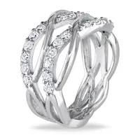 Julianna B Sterling Silver Cubic Zirconia Crisscross Ring