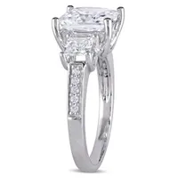 Julianna B Sterling Silver Cubic Zirconia Three-Stone Engagement Ring