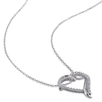 Julianna B Sterling Silver Created White Sapphire Crossover Heart Necklace