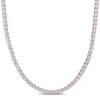 Julianna B Rose Plated Sterling Silver Cubic Zirconia Tennis Necklace